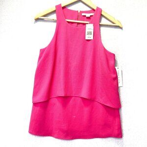 Cooper & Ella Coral Peyton Double Tiered Tank Top Small Fuchsia Pink Sleeveless